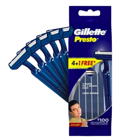 GILLETTE PRESTO SHAVING RAZOR (PACK OF 5)