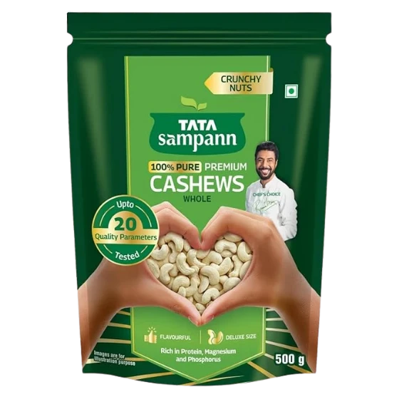 Tata Sampann Pure Cashews whole , Kaju , 500gm