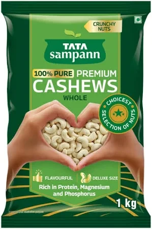 Tata Sampann Pure Cashews Whole, Kaju, 1 Kg