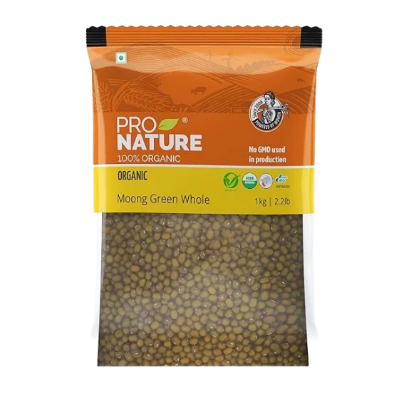 Pro Nature 100% Organic Moong Green Whole, 1kg