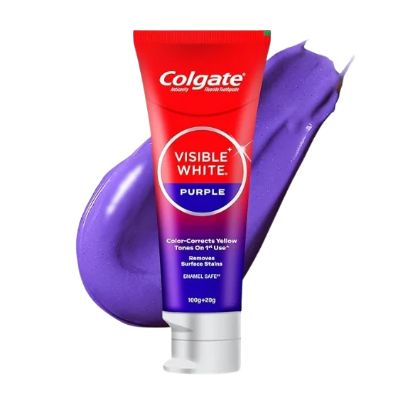 Colgate Visible White Purple Toothpaste for Teeth Whitening,120gm