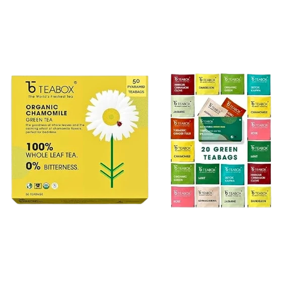 Teabox Chamomile Green Tea for Stress Relief & Good Sleep, 50